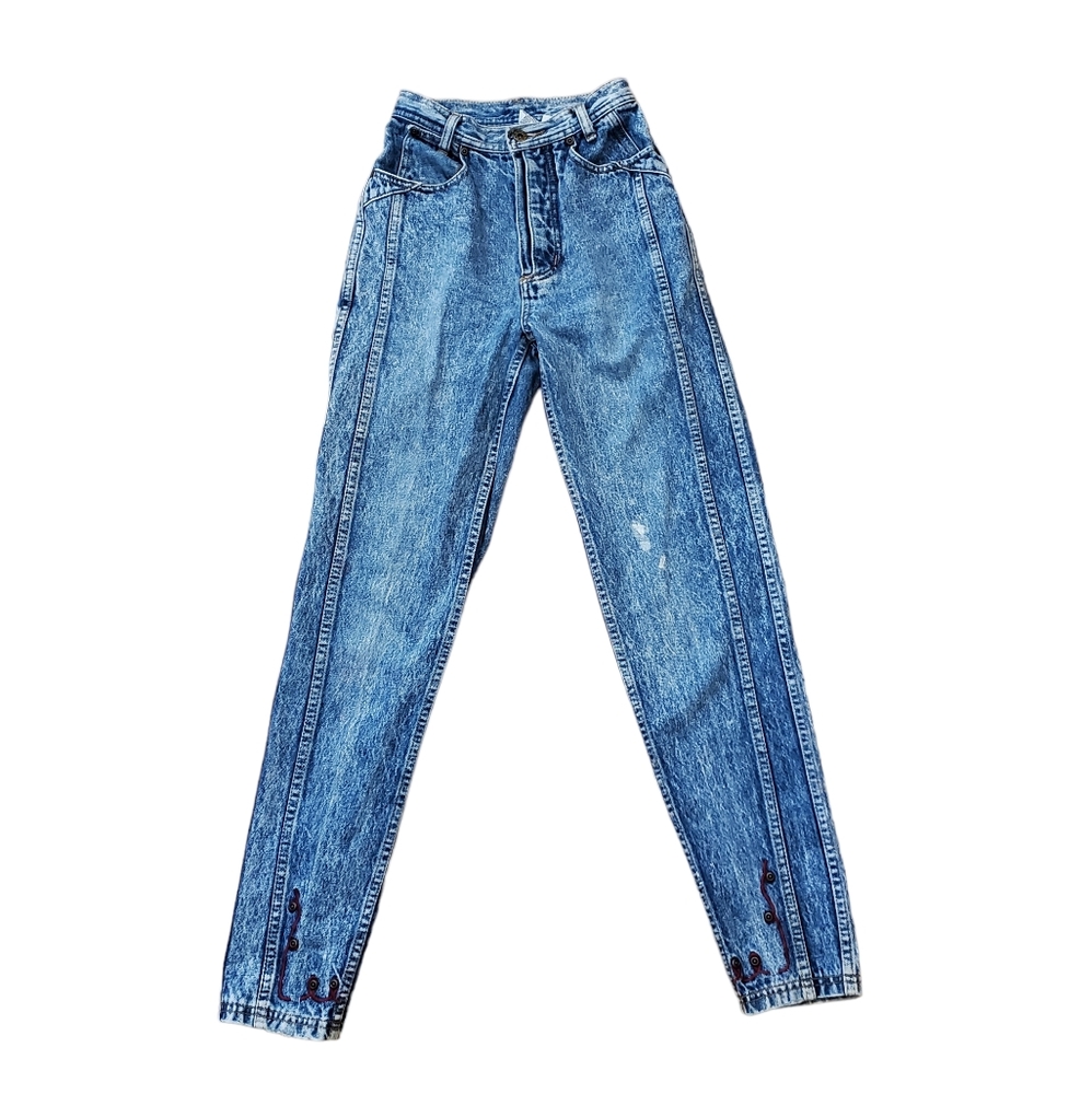 Bugle Boy Special Edition Vintage Embroidered Accent 80s‎ Jeans Size W22 XXS